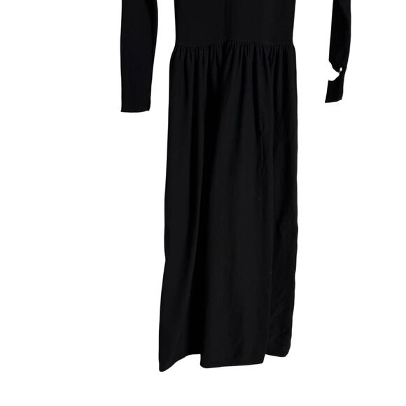 Thakoon Black Drop Waist Long Sleeve Knit A-Line Minimalist Midi Dress Size M - Picture 10 of 14